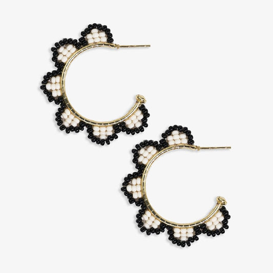 Luna Beaded Scallop Gold Hoop