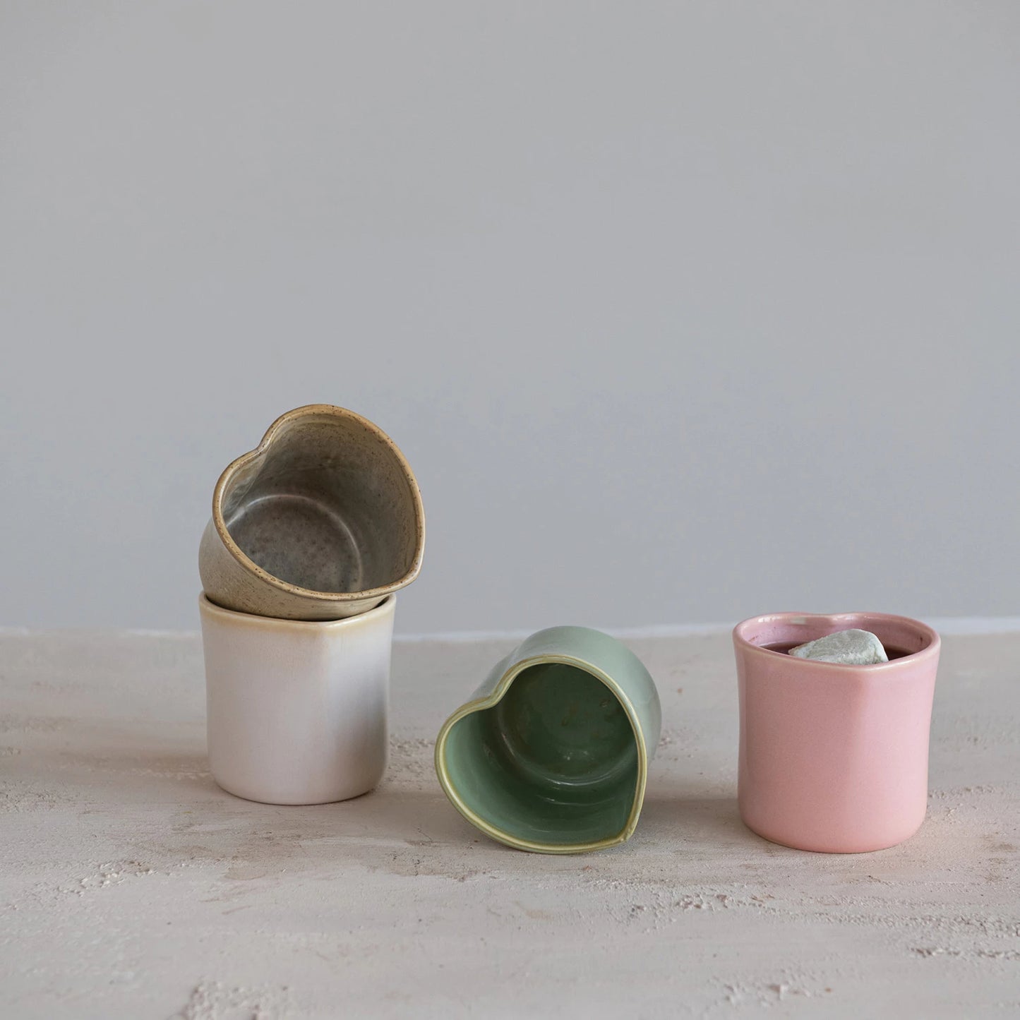 Stoneware Handle-less Heart Mug