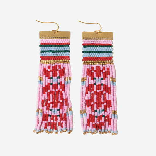 Lauren Faire Isle Nordic Beaded Fringe Earring