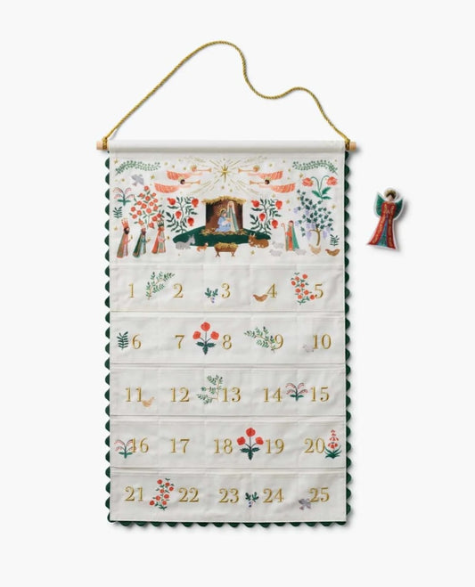 Nativity Embroidered Hanging Advent Calendar