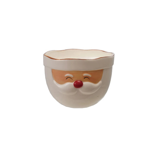 Santa Head Shaped Mixing Bowl with Red Rim, Red & White, 4.5"