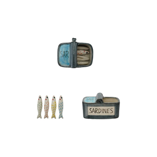 Stoneware Container with 4 Sardine Utensil Rests