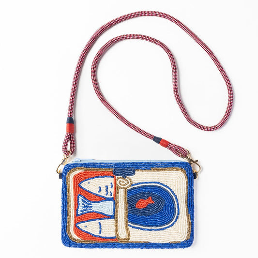 Sardine Leila Seed Bead Clutch With Strap