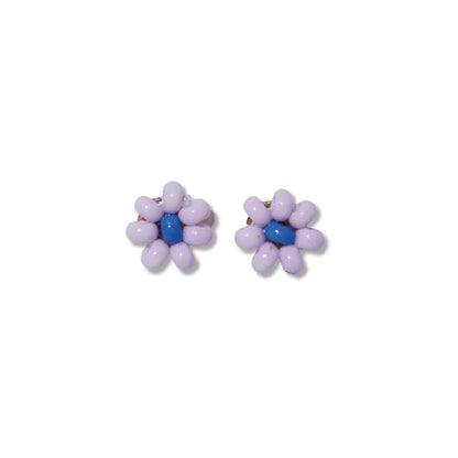 Tina Two Color Flower Beaded Post Earrings