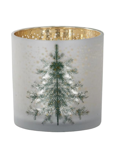 Frosted White Glass Christmas Tree Containers w/Gold Star