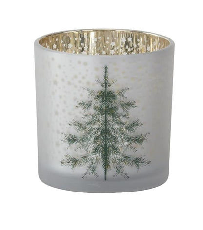 Frosted White Glass Christmas Tree Containers w/Gold Star