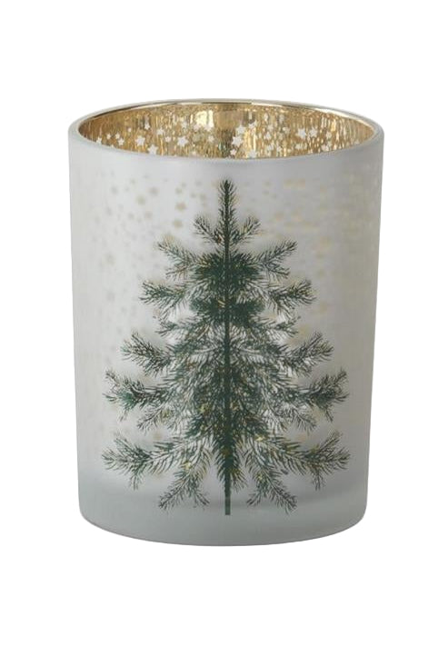 Frosted White Glass Christmas Tree Containers w/Gold Star