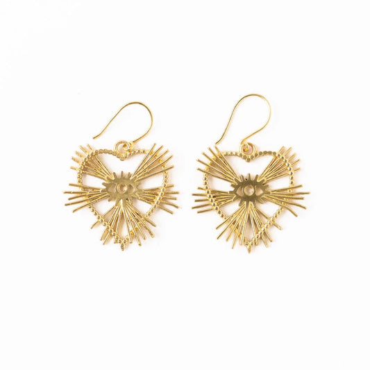 Valerie Heart Burst Drop Earrings Brass Drop