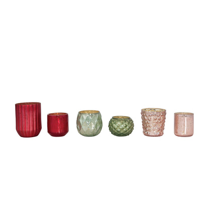 Mercury Glass Votive Holders, 3 Colors, Set of 6