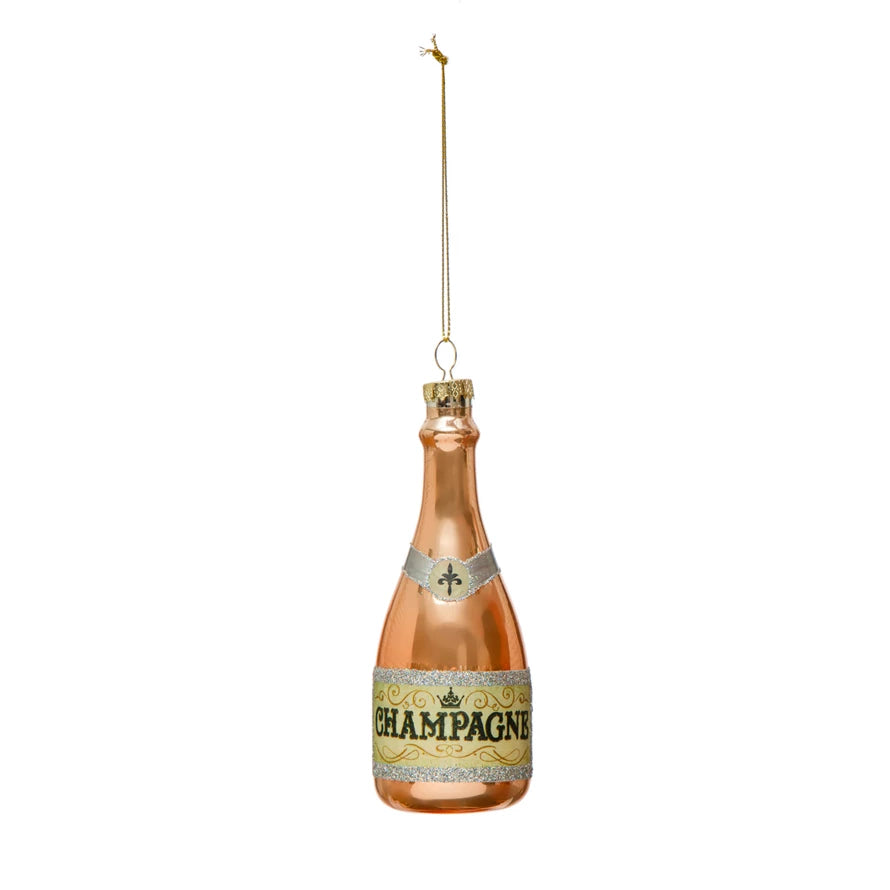 Glass Champaign Bottle Ornament