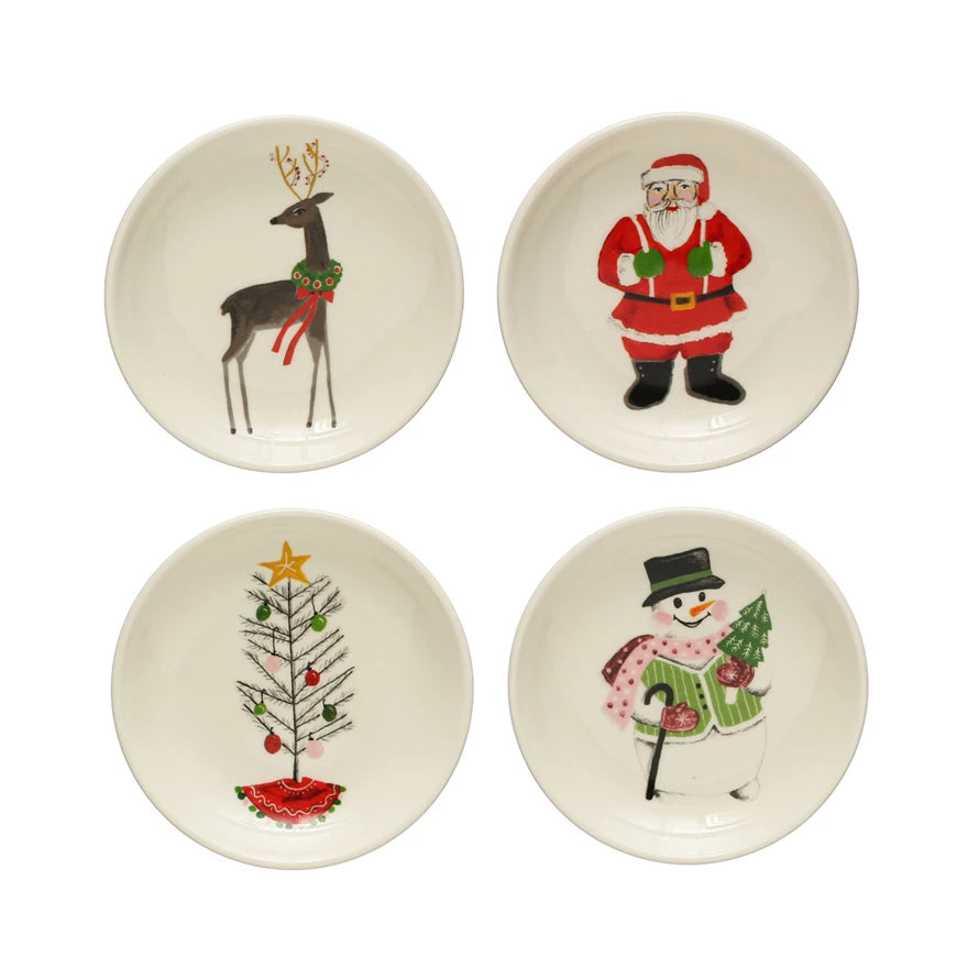 Round Stoneware Plate W/ Holiday Images