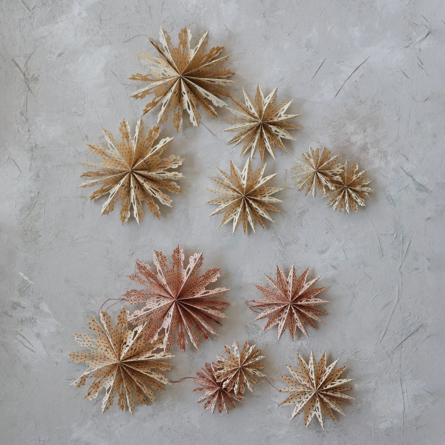 Handmade Recycled Paper Snowflake Ornaments