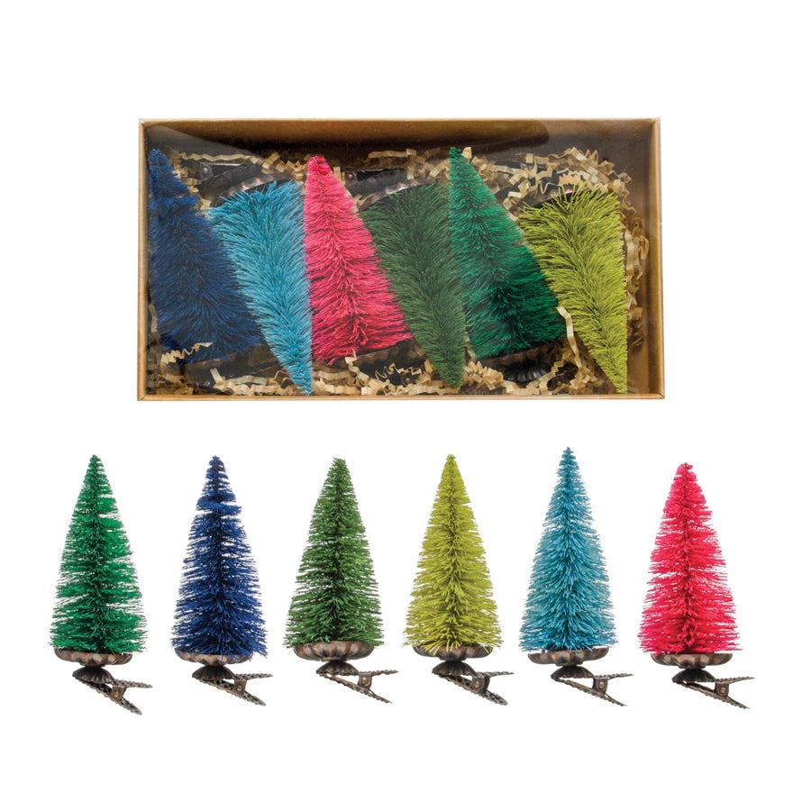 Sisal Bottle Brush Tree Clip-On Ornaments
