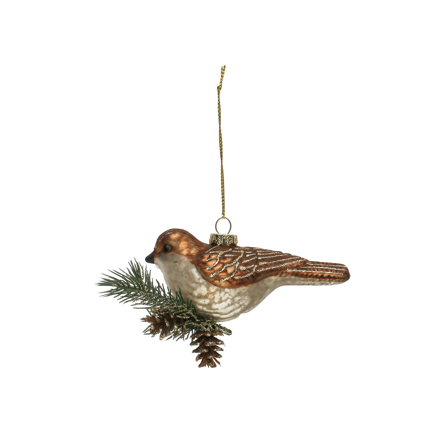 Hand-painted Glass Bird On Branch Ornament
