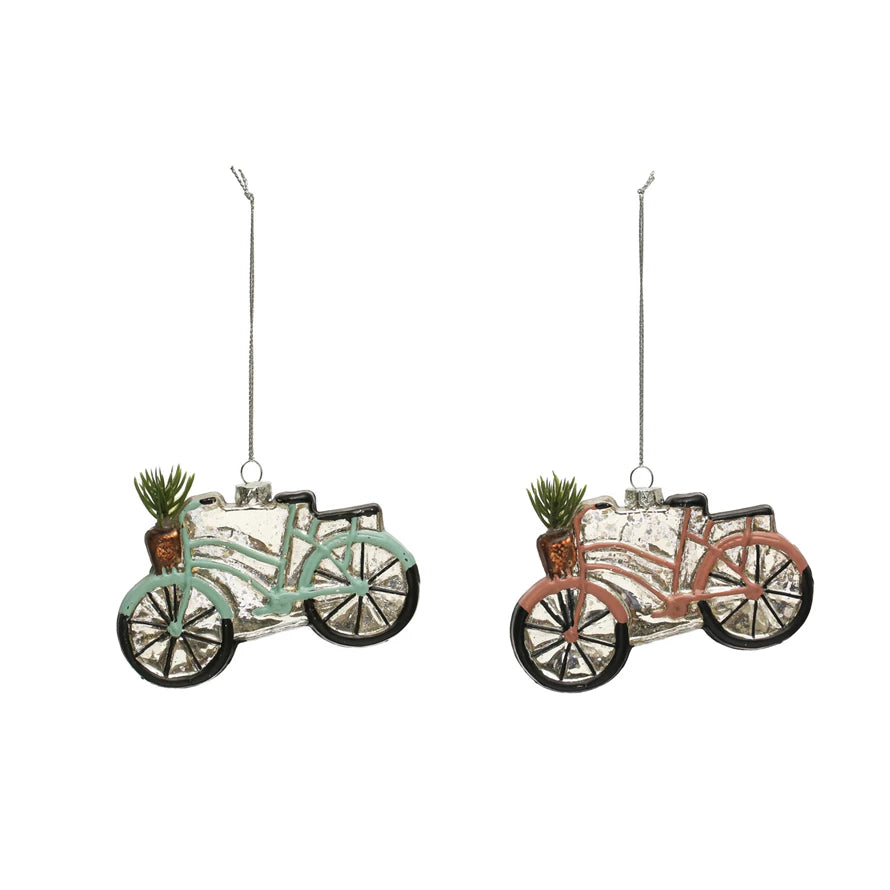 Hand Painted Glass Bicycle Ornament