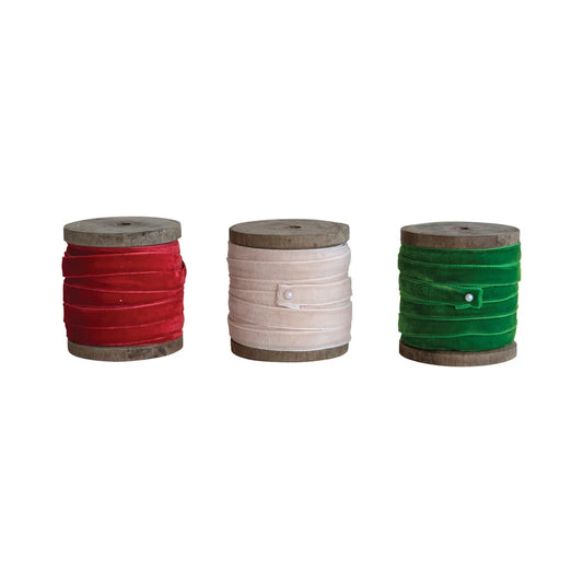 Velvet Ribbon On Wood Spool