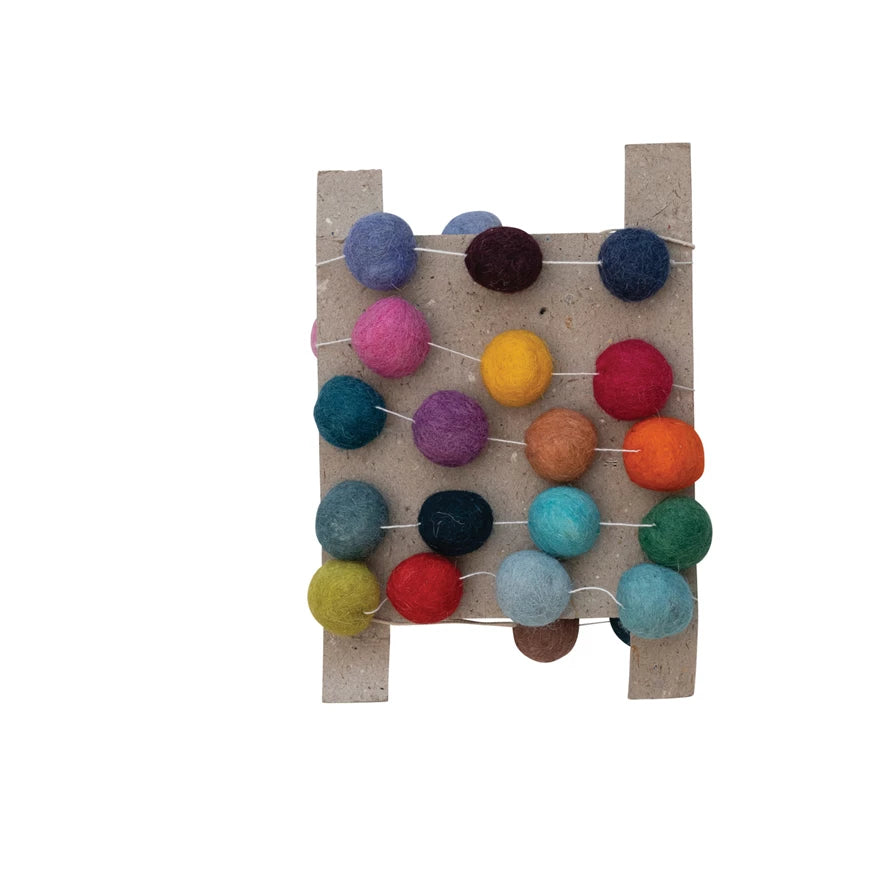 Handmade Wool Felt Ball Garland, 72"