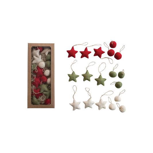 Wool Felt Ball/ Star Ornaments