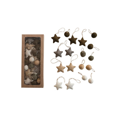 Wool Felt Ball/ Star Ornaments