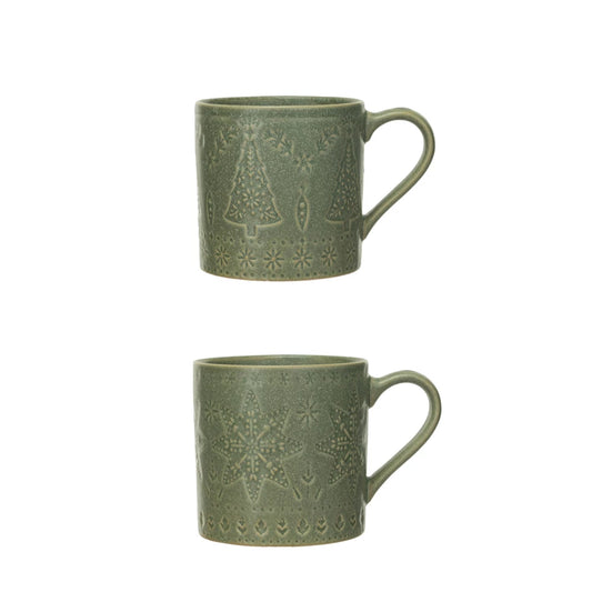 Debossed Stoneware Mug, 2 Styles (Each One Will Vary)