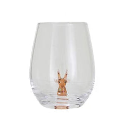 Stemless Wine Glass w/ Holiday Figure Inside, 8 Styles