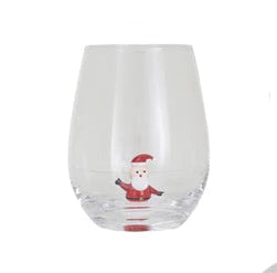Stemless Wine Glass w/ Holiday Figure Inside, 8 Styles