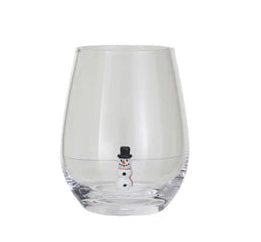 Stemless Wine Glass w/ Holiday Figure Inside, 8 Styles