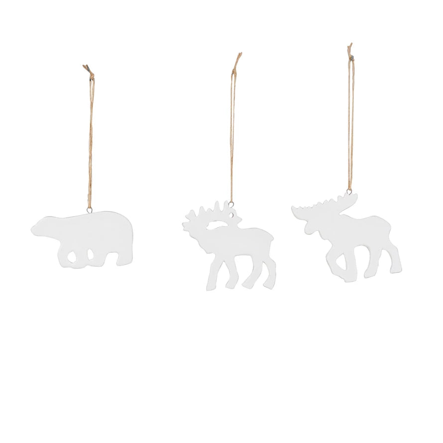 Stoneware Bisque Arctic Animal Ornament, White, 3 Styles