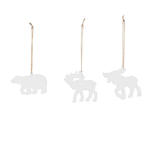 Stoneware Bisque Arctic Animal Ornament, White, 3 Styles