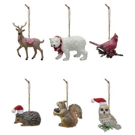 Resin Animal Ornament w/ Glitter, 6 Styles